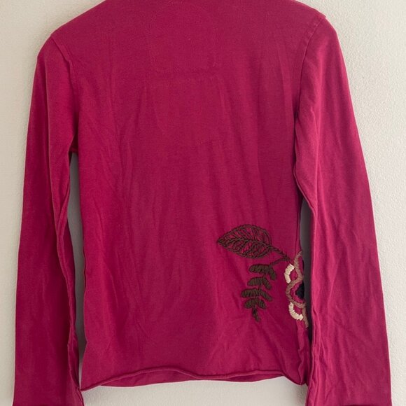 JOHNNY WAS JoyStick Deep Fuschia Hand Embroidered Top: Small (Pit to PIT 17") - Picture 3 of 6